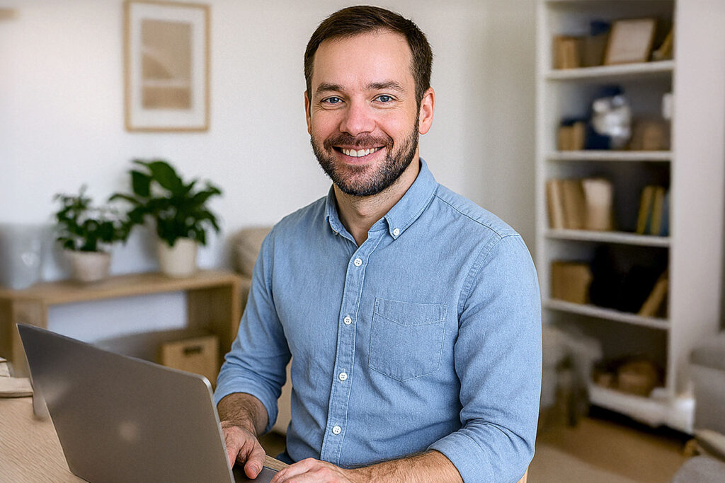 Psychologe des KFV beim Arbeiten am Schreibtisch